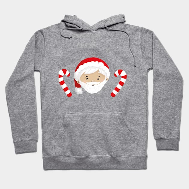 Santa "Jerry" with Candy Sticks Hoodie by TinatiDesign